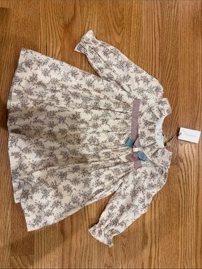 Patachou Cream Floral Dress with Pink and Blue Bows
